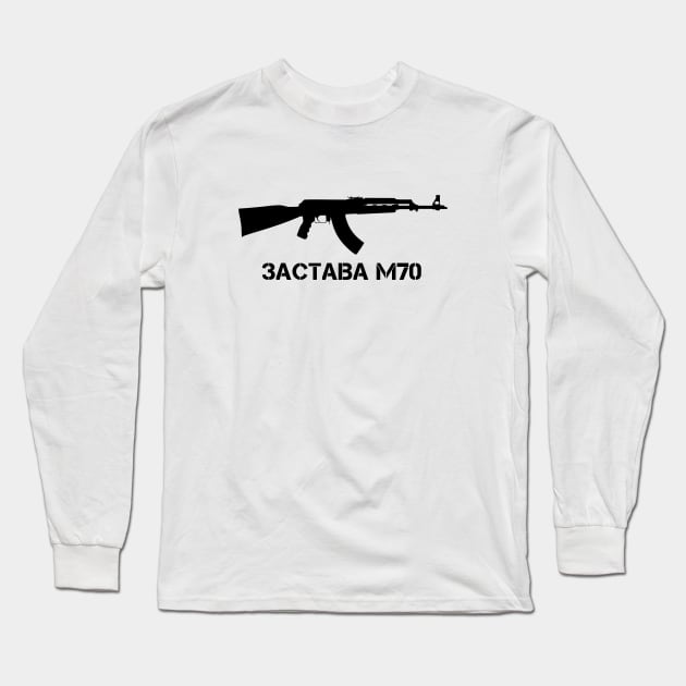 Yugoslav Zastava M70 Assault Rifle Graphic Long Sleeve T-Shirt by BattlegroundGuide.com